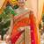 Pure georgette wedding wear saree in red & orange with embroidery work & crystal stone work