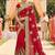 Georgette wedding wear saree in red with embroidery & crystals stone work