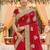 Georgette wedding wear saree in red with embroidery & crystals stone work