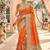 Model silk wedding wear saree in orange with embroidery work & crystal stone work