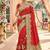 Model silk wedding wear saree in red with embroidery work & crystal stone work