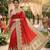 Model silk wedding wear saree in red with embroidery work & crystal stone work
