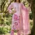 rose pink digital print rayon cotton suit set with organza dupatta