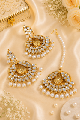 Statement kundan earrings jewelry set 1