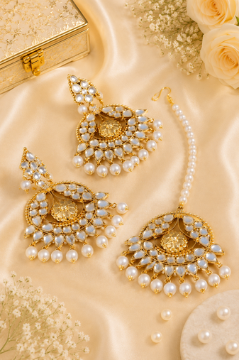 Statement kundan earrings jewelry set