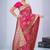  Rani Pink silk blend Saree with Zari & Thread Work | Floral Woven Festive Saree