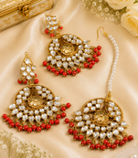 Intricate kundan earrings for festive wear