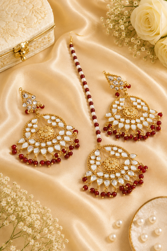 Lightweight kundan earrings set for women