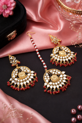 Lightweight kundan earrings set for women 2