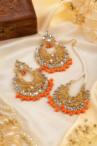 Designer Kundan Drop Earrings Combo