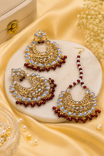 Festive Gold Plated Earrings Set