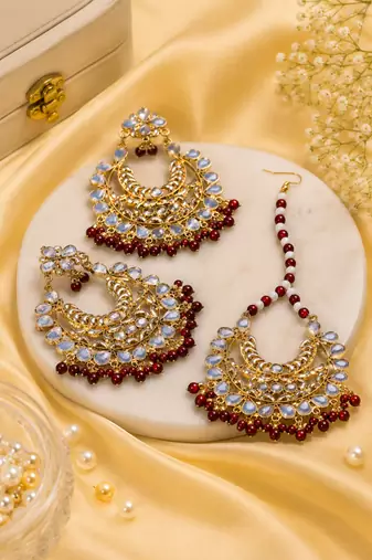 Festive Gold Plated Earrings Set