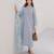 Women's powder blue straight kurta with cutwork organza dupatta