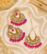 Ethnic Mirror Work Kundan Earrings Set