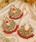 Kundan Stone Earrings with Tikka Set