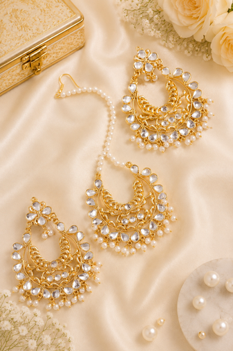 Ethnic Statement Earrings with Maang Tikka