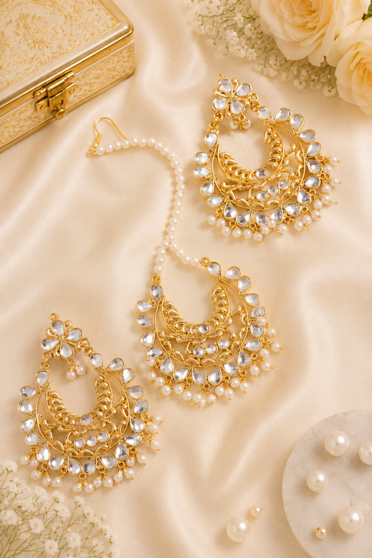 Ethnic Statement Earrings with Maang Tikka
