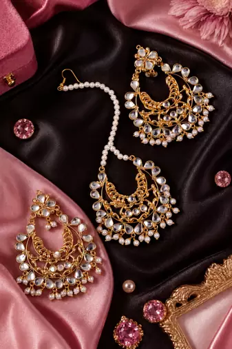 Ethnic Statement Earrings with Maang Tikka