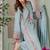 Women's light blue embroidered straight kurta with dupatta set