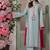 Women's light blue embroidered straight kurta with dupatta set