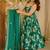 green digital print anarkali suit set with dupatta