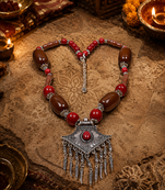 Rustic harmony beaded necklace with german silver pendant
