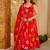 red digital print anarkali suit set with dupatta