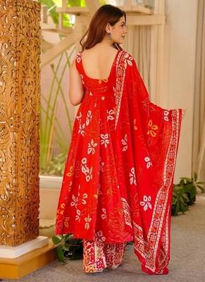 red digital print anarkali suit set with dupatta 3