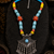 Boho tribal assorted beads necklace with german silver pendant