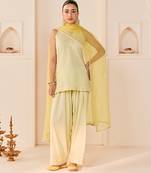 Mint green embroidered chanderi silk kurta set