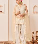 Daisy ivory embroidered chanderi silk kurta set