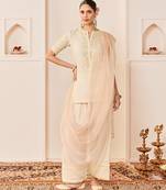 Daisy ivory embroidered chanderi silk kurta set