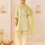 Mint green embroidered chanderi silk choga kurti set