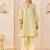 Mint green embroidered chanderi silk choga kurti set
