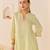 Mint green embroidered chanderi silk choga kurti set