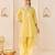 Lemon yellow embroidered chanderi silk choga kurti set