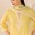 Lemon yellow embroidered chanderi silk choga kurti set
