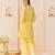 Lemon yellow embroidered chanderi silk choga kurti set