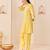 Lemon yellow embroidered chanderi silk choga kurti set