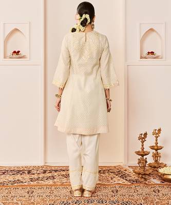 Daisy ivory embroidered chanderi silk choga kurti set 2