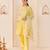 Lemon yellow embroidered chanderi silk choga kurti set