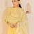 Lemon yellow embroidered chanderi silk choga kurti set