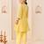 Lemon yellow embroidered chanderi silk choga kurti set
