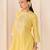Lemon yellow embroidered chanderi silk choga kurti set