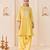 Lemon yellow embroidered chanderi silk choga kurti set