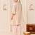 Carnation pink embroidered chanderi silk choga kurti set