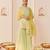 Mint green embroidered chanderi silk short kurti gharara set
