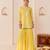 Lemon yellow embroidered chanderi silk short kurti gharara set