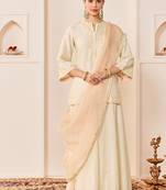 Daisy ivory embroidered chanderi silk sharara set