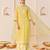 Lemon yellow embroidered chanderi silk kurti set with skirt